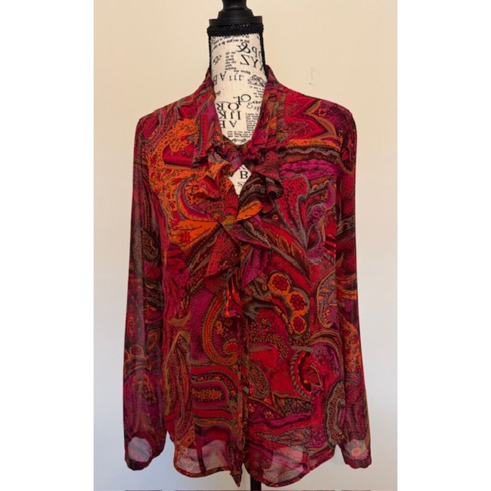 Coldwater Creek dressy ruffled blouse - size Medium